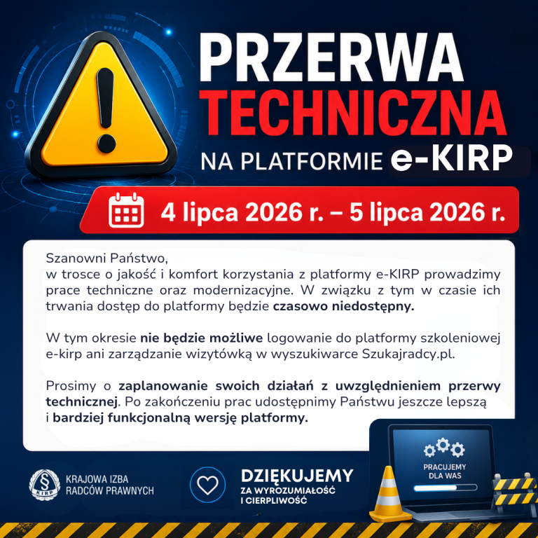Przerwa techniczna na platformie e-KIRP
